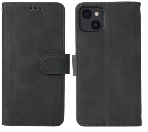iPhone 14 PU Wallet Flip Cover Stand Anti scratch – Sort