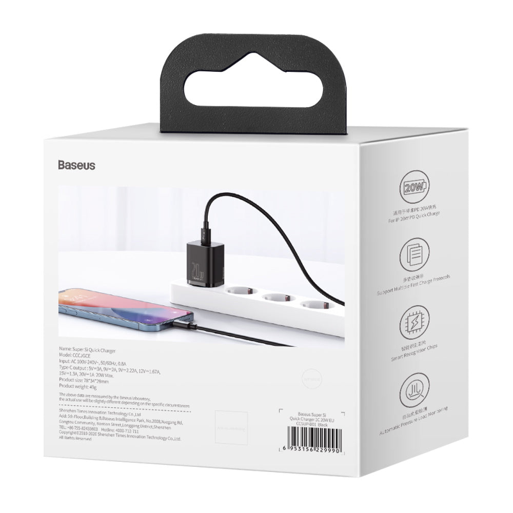 BASEUS Travel Charger - PD20W plug Super Si CCSUP-B01 black