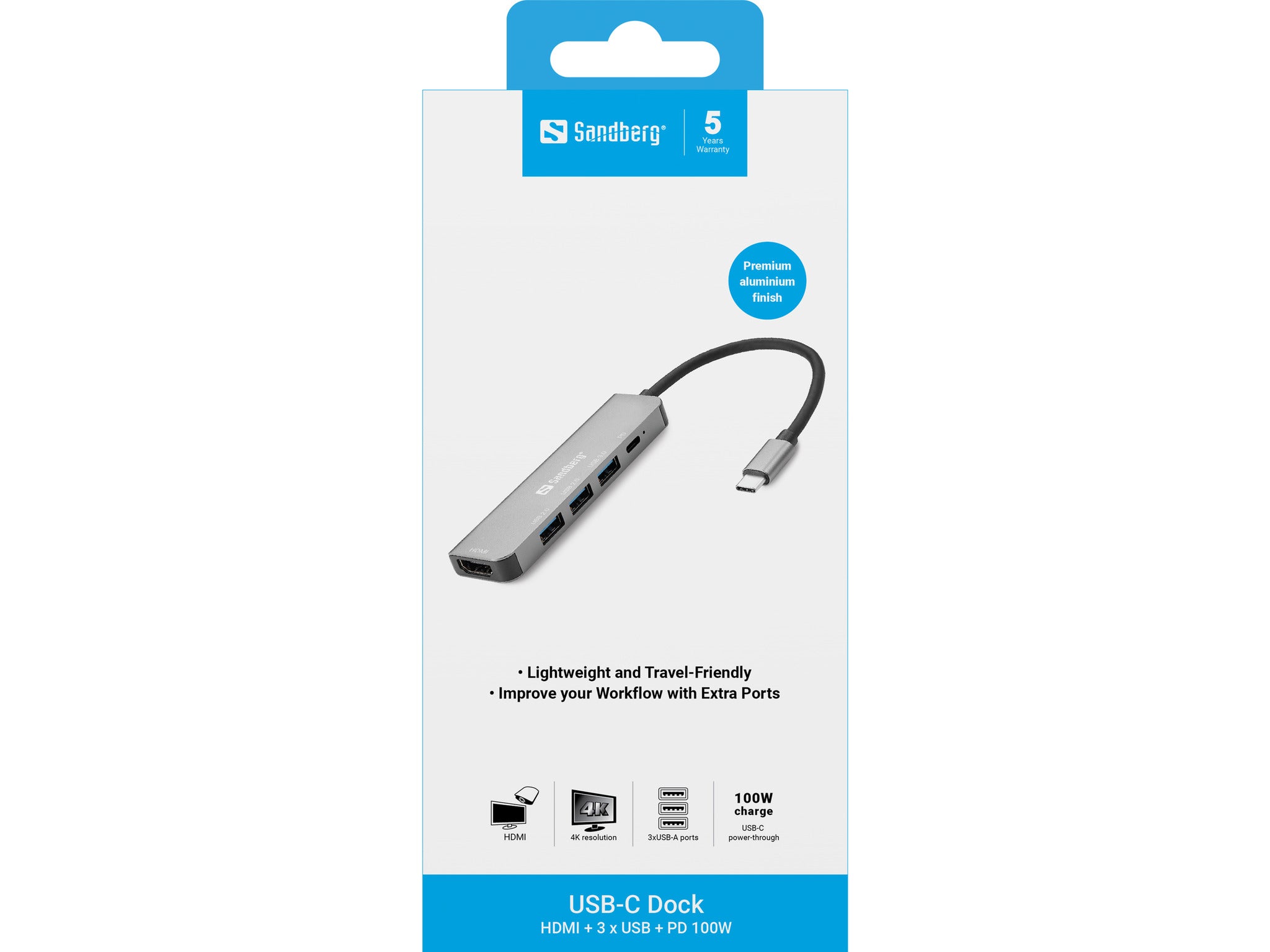 USBC Dock HDMI+3xUSB+PD 100W - billede 2