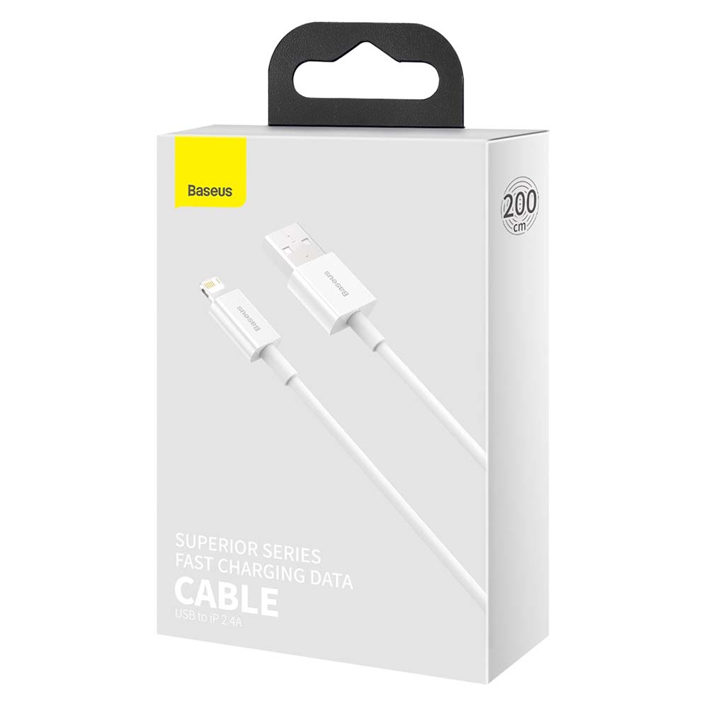 Baseus USBA Lightning 2M Hvid