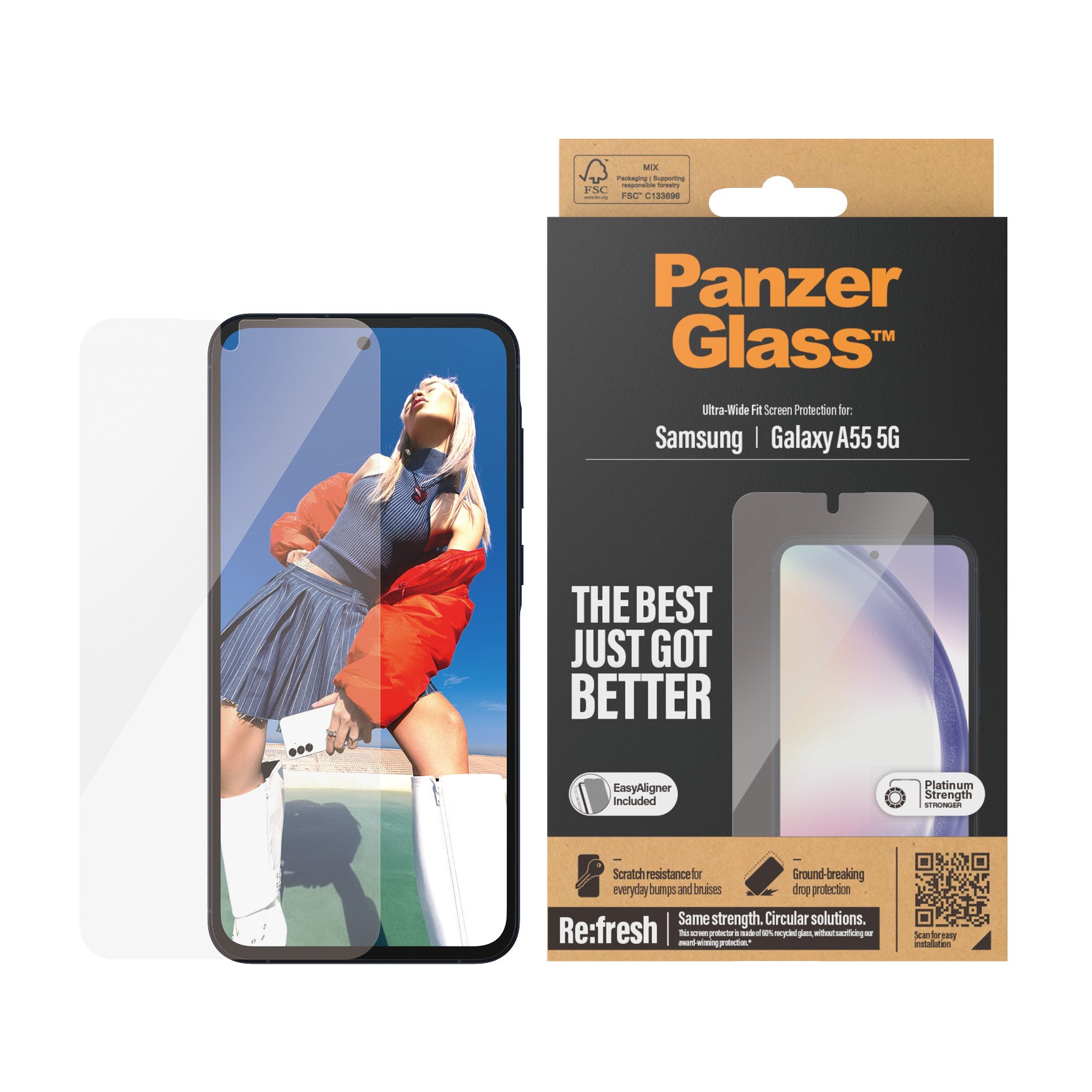 PG Screen Protector Samsung Recycled glass A55 5G UWF