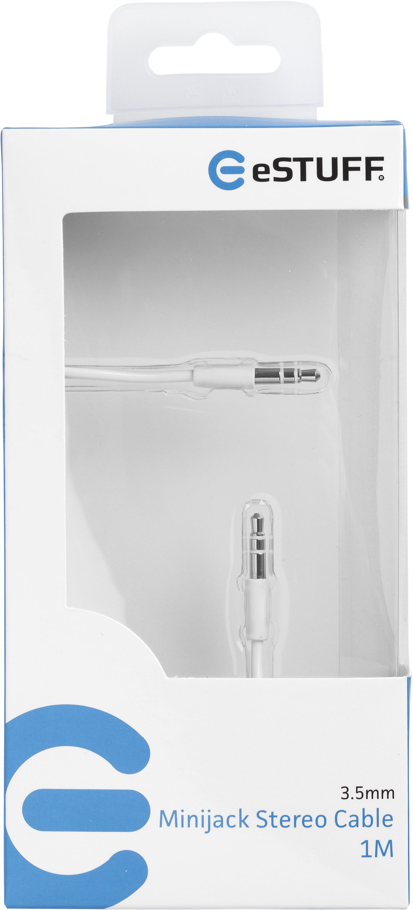 eSTUFF Mini jack kabel 1.mtr hvid