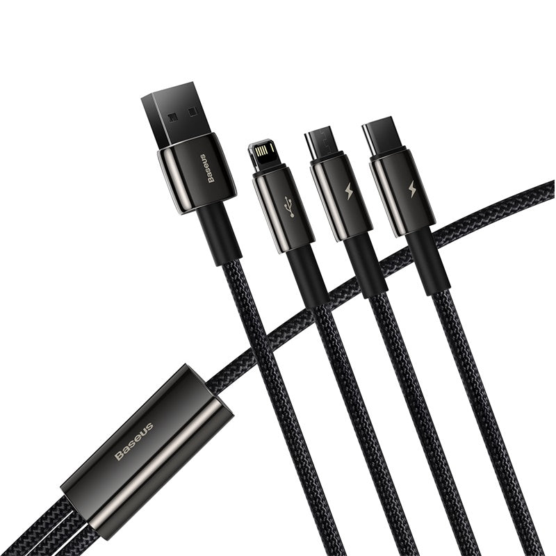 Baseus cable 3in1 Tungsten USB - micro USB + Lightning + USB-C 1,5m 3,5A black - billede 5