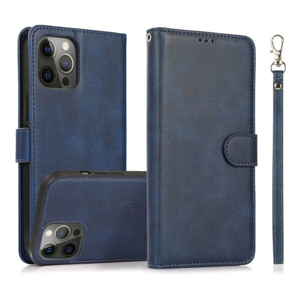 iPhone 13 Pro Wallet Flip Cover bagside – Blå