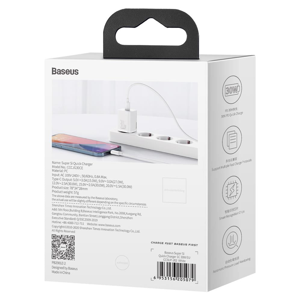 Baseus Super Si 1C 30watt charger hvid