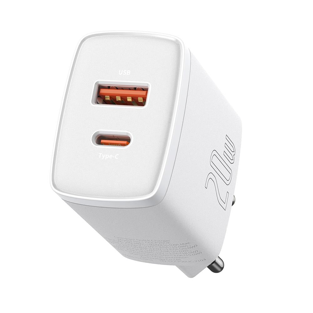 220v Lader USBA+USBC 20W Hvid