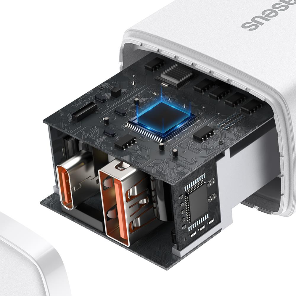 220v Lader USBA+USBC 20W Hvid