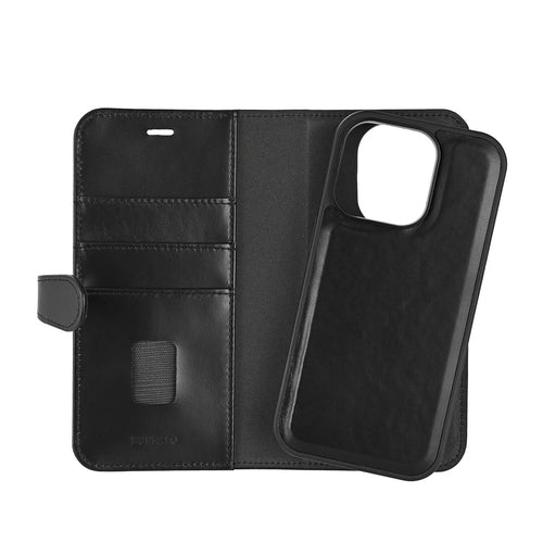 iPhone 16 Pro Læder Wallet Flip Cover 2 i 1 – Sort – Buffalo