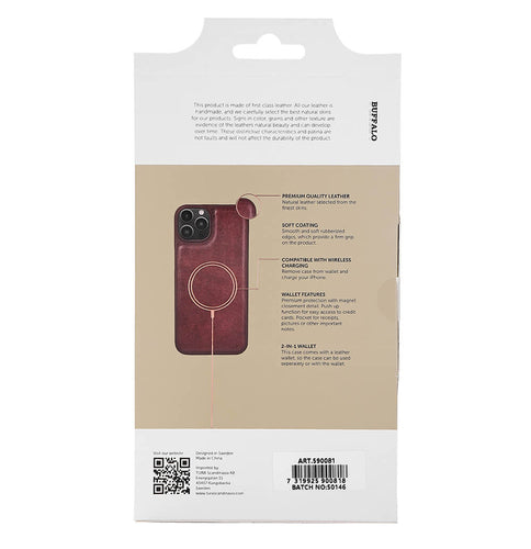 iPhone 14/14 Plus Wallet Flip Cover 2in1 3 card – Brun – Buffalo