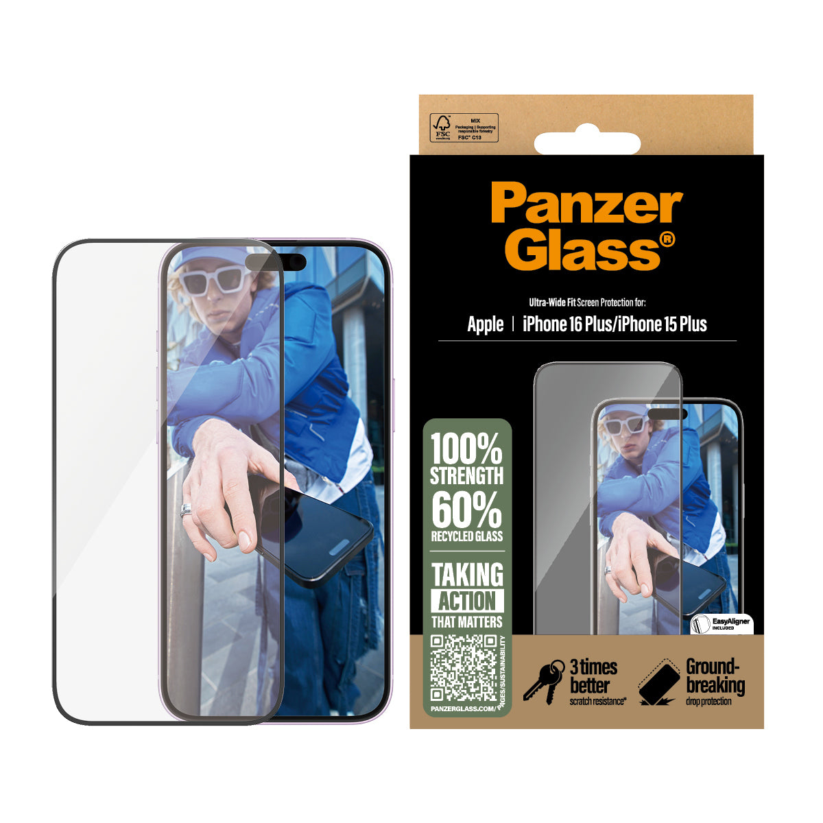 PanzerGlass iPhone 15 Plus 16plus UWF wA - billede 2