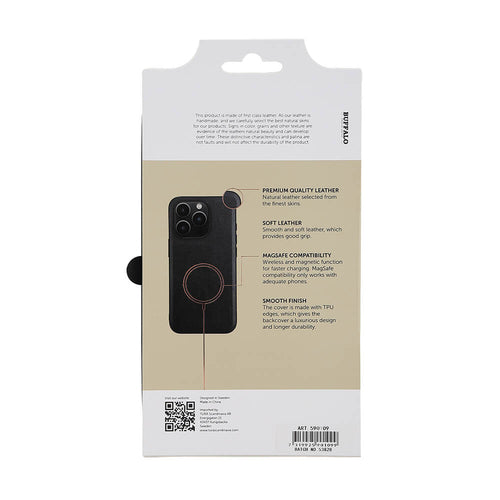 iPhone 15 Pro Læder Cover Magserie – Sort – Buffalo