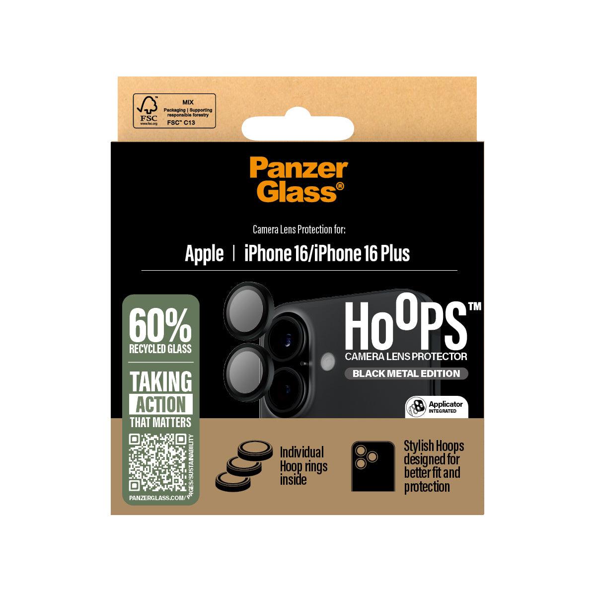 Hoops Black Lens Protector iPhone 16/16 Plus - billede 3