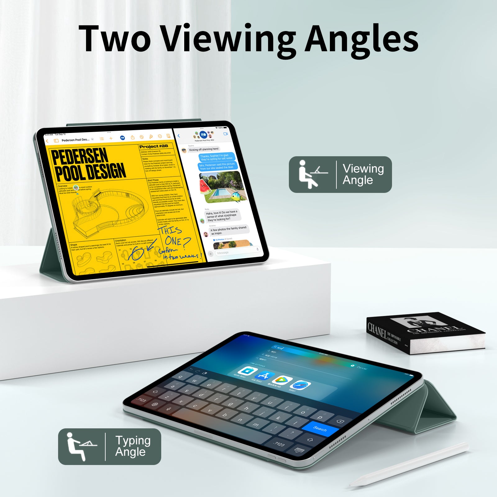 iPad 10,9 / Air4/5/11  Tri-Fold MAGNET Mørk Grøn