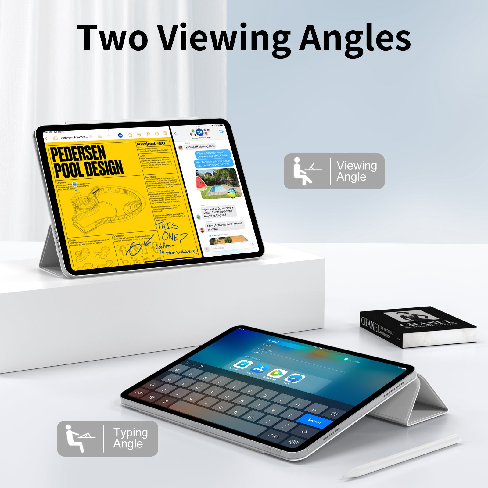 iPad 10,9 / Air4/5/11  Tri-Fold MAGNET Grå