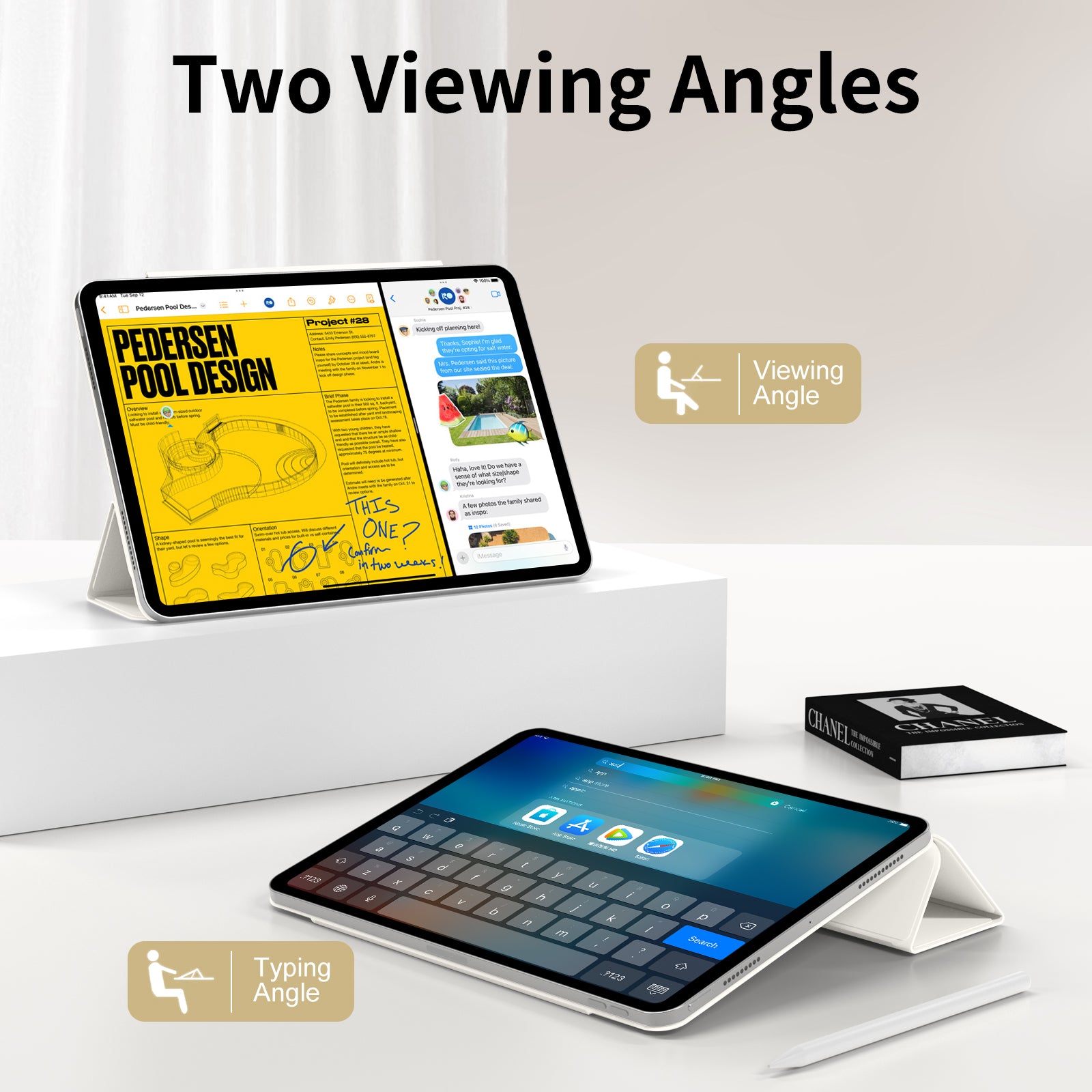 iPad 10,9 / Air4/5/11  Tri-Fold MAGNET Hvid