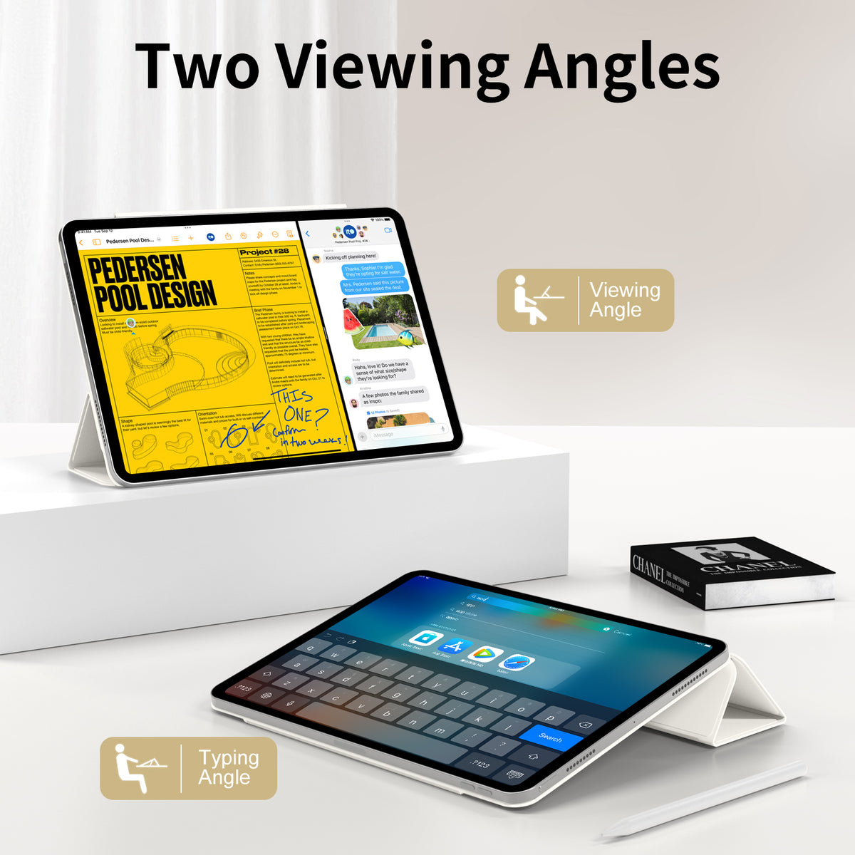 iPad 10,9 / Air4/5/11  Tri-Fold MAGNET Hvid