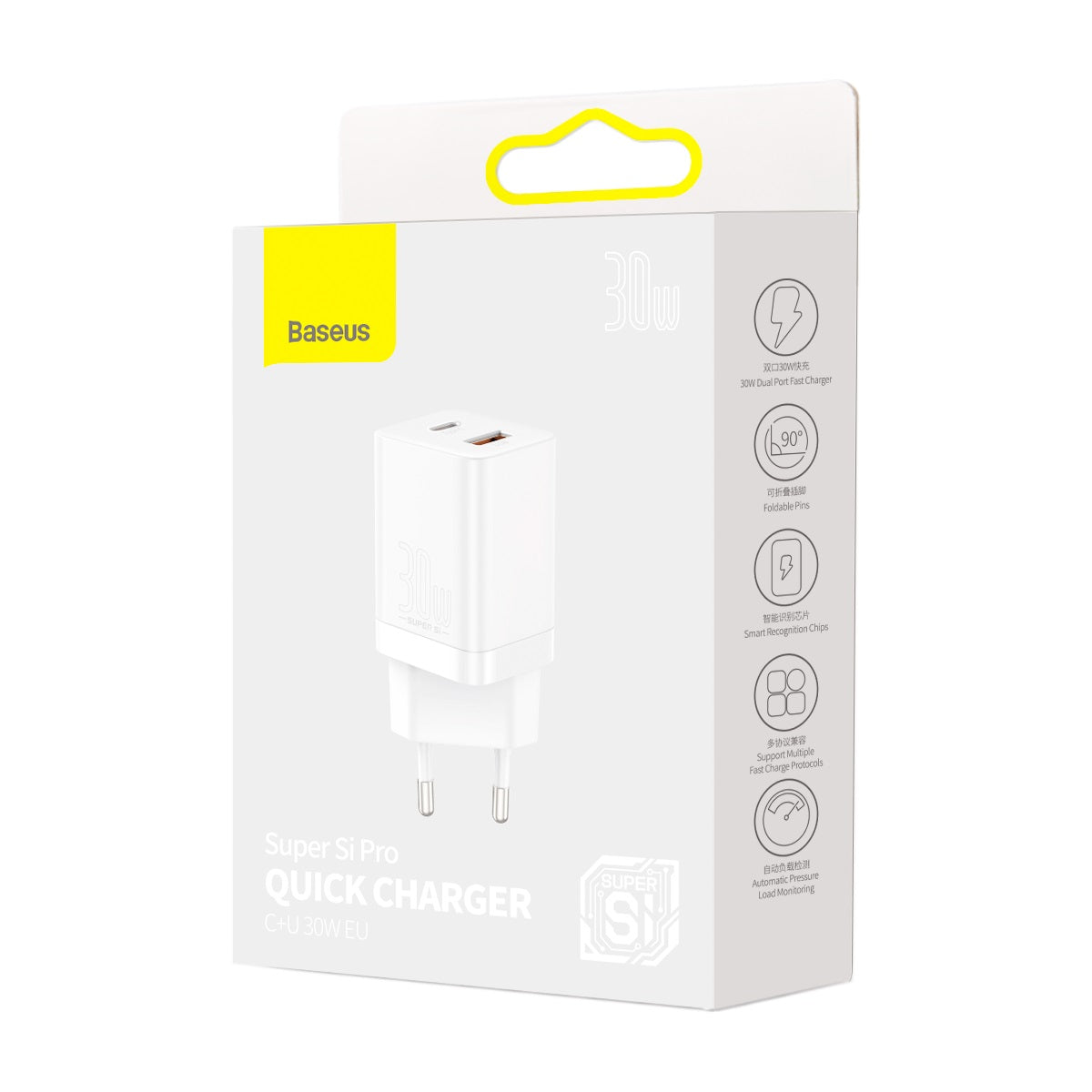 Baseus Oplader usb-a / usb-c  30watt hvid