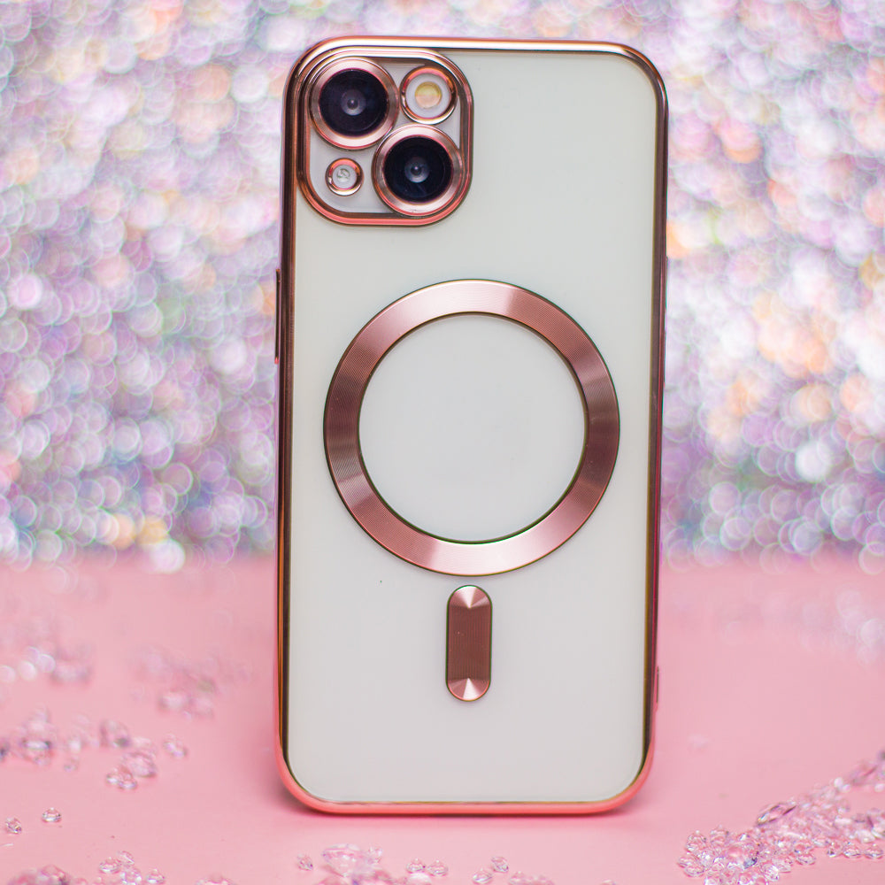 iPhone 15 Cover Color Chrome Mag Color Chrome Rosegold – Transparent/Pink