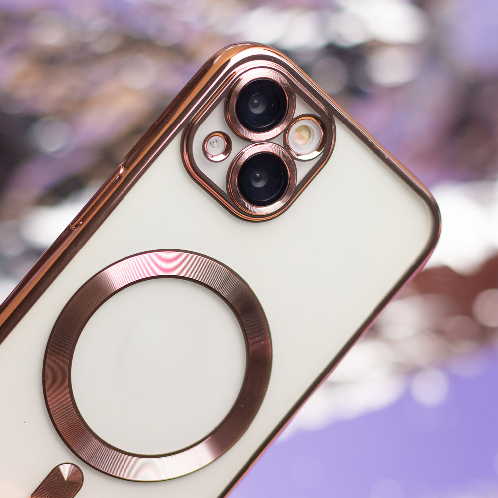 iPhone 15 Cover Color Chrome Mag Color Chrome Rosegold – Transparent/Pink