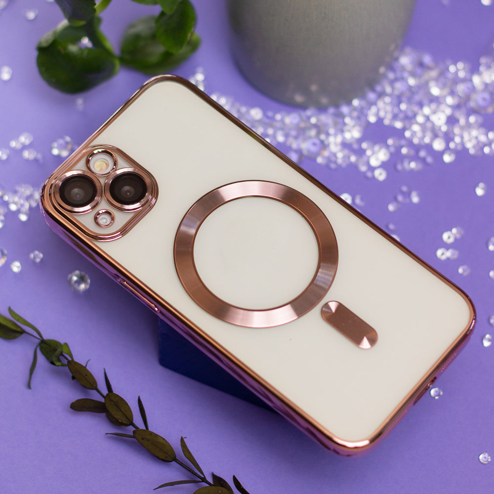 iPhone 15 Cover Color Chrome Mag Color Chrome Rosegold – Transparent/Pink