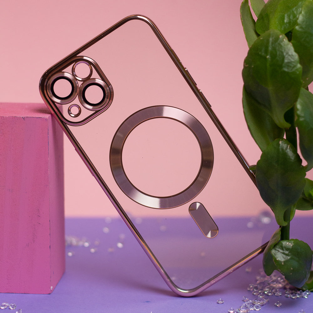 iPhone 15 Cover Color Chrome Mag Color Chrome Rosegold – Transparent/Pink