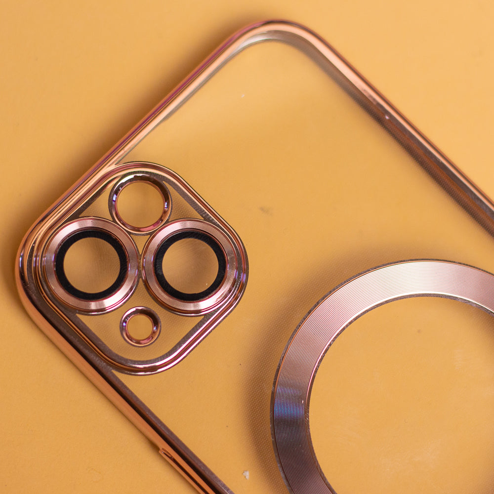 iPhone 15 Cover Color Chrome Mag Color Chrome Rosegold – Transparent/Pink