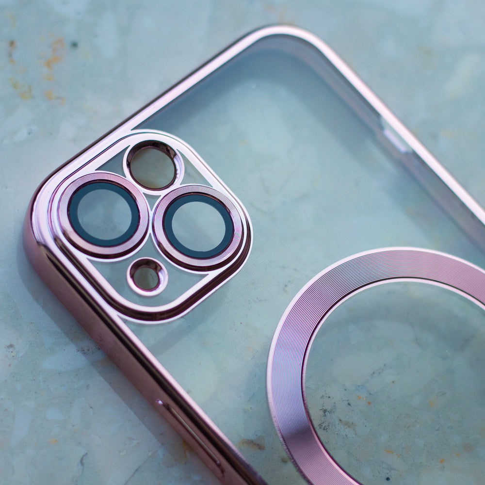 iPhone 16 Cover Color Chrome Mag Color Chrome Rosegold – Transparent/Pink