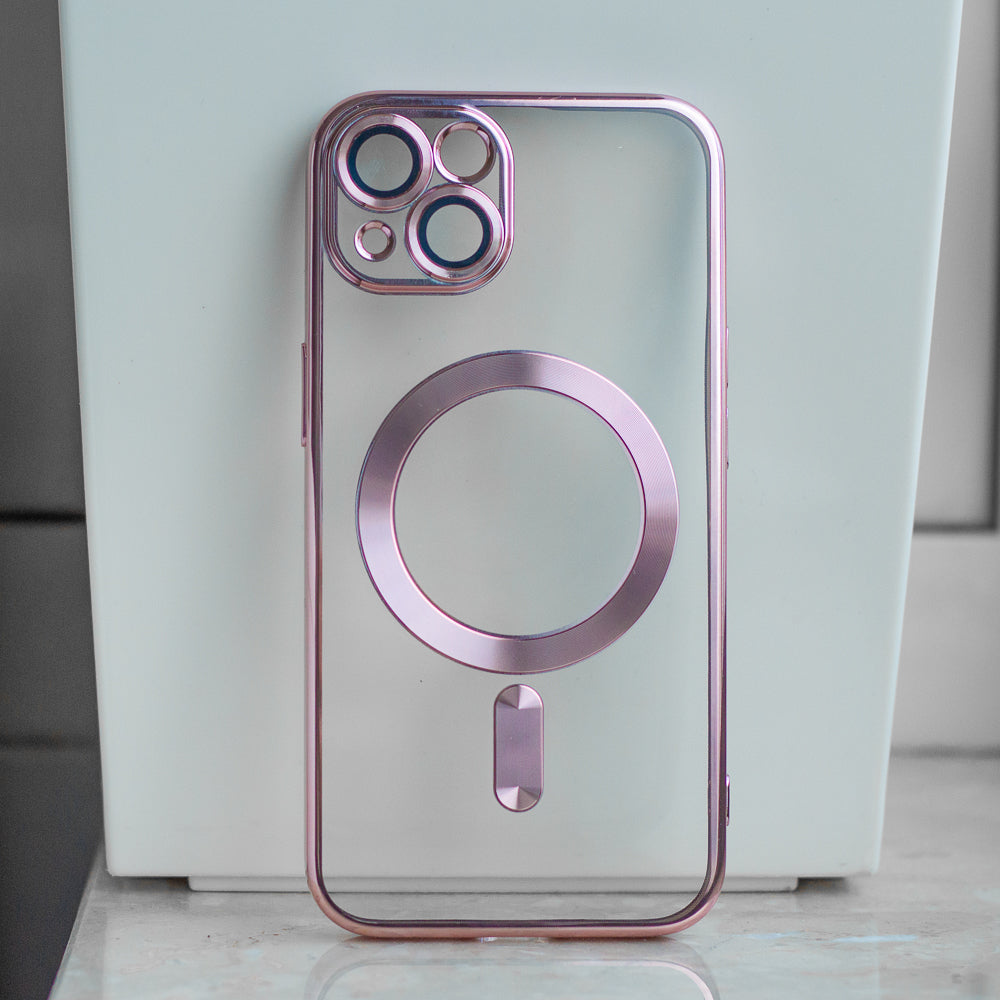iPhone 14 Pro MagSafe Cover Color Chrome Mag Color Chrome Rosegold – Transparent/Pink