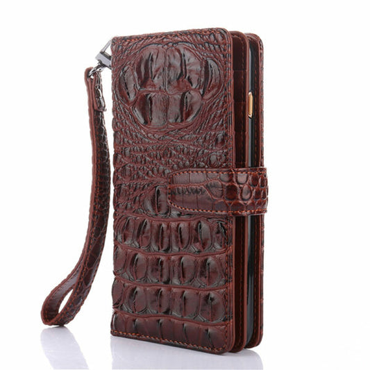 iPhone 12/12 Pro Wallet Flip Cover krokodille – Brun