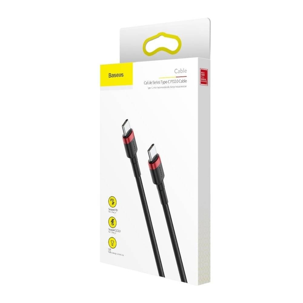 BASEUS USB Cable - Cafule CATKLF-H91 Type-C - Type-C 2M 60W 3A black-red - EOL -> CATKLF-AL91