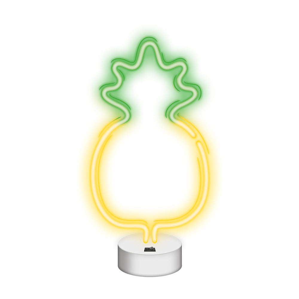 LED Ananas på stand gul/grøn