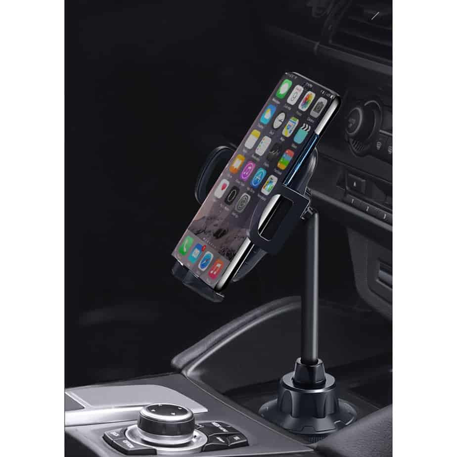 Universal Adjustable Cup Holder Clamp Cradle Car Mount for iPhone Samsung - Black - billede 7