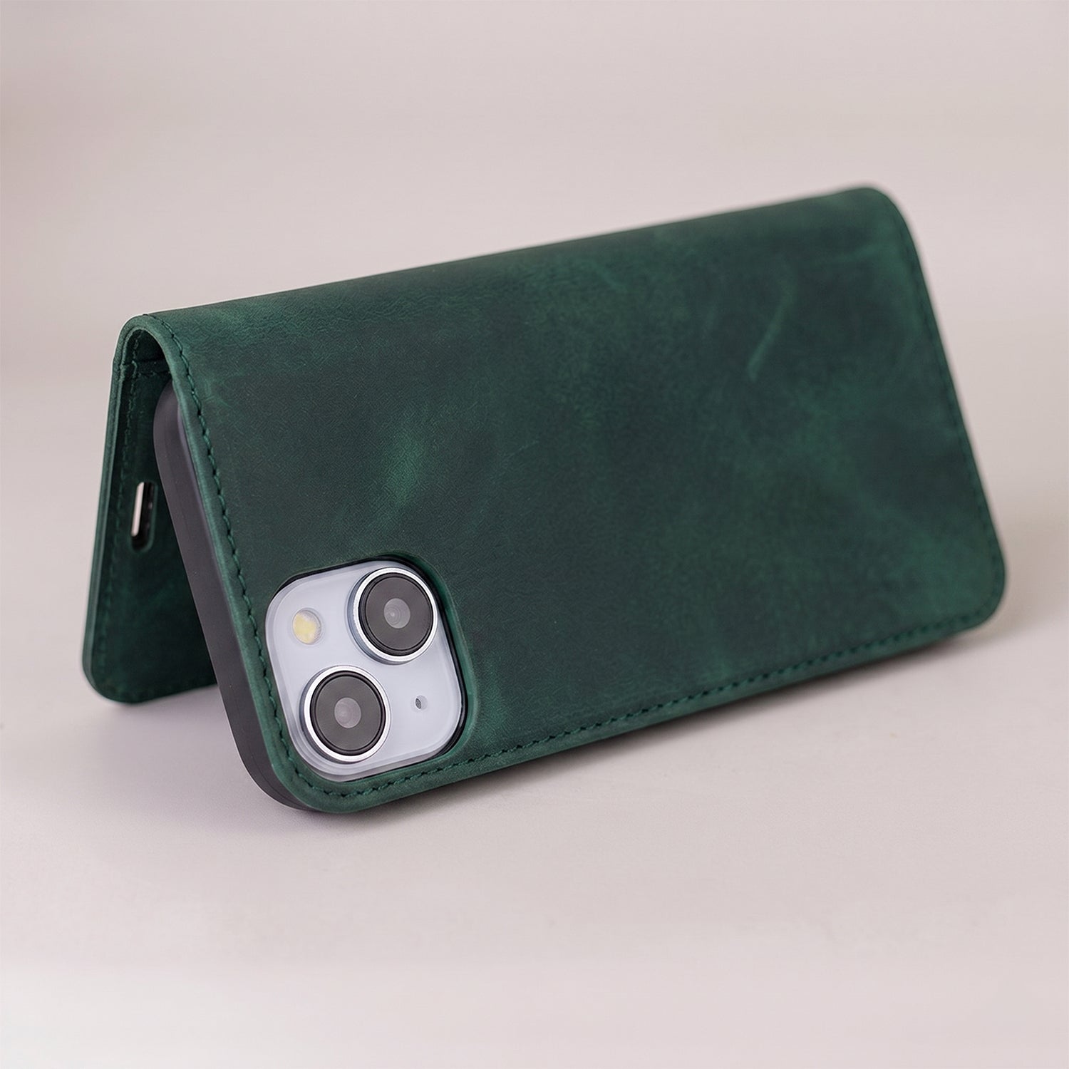 iPhone 15 Wallet Flip Cover Smart Suede – Grøn - billede 8