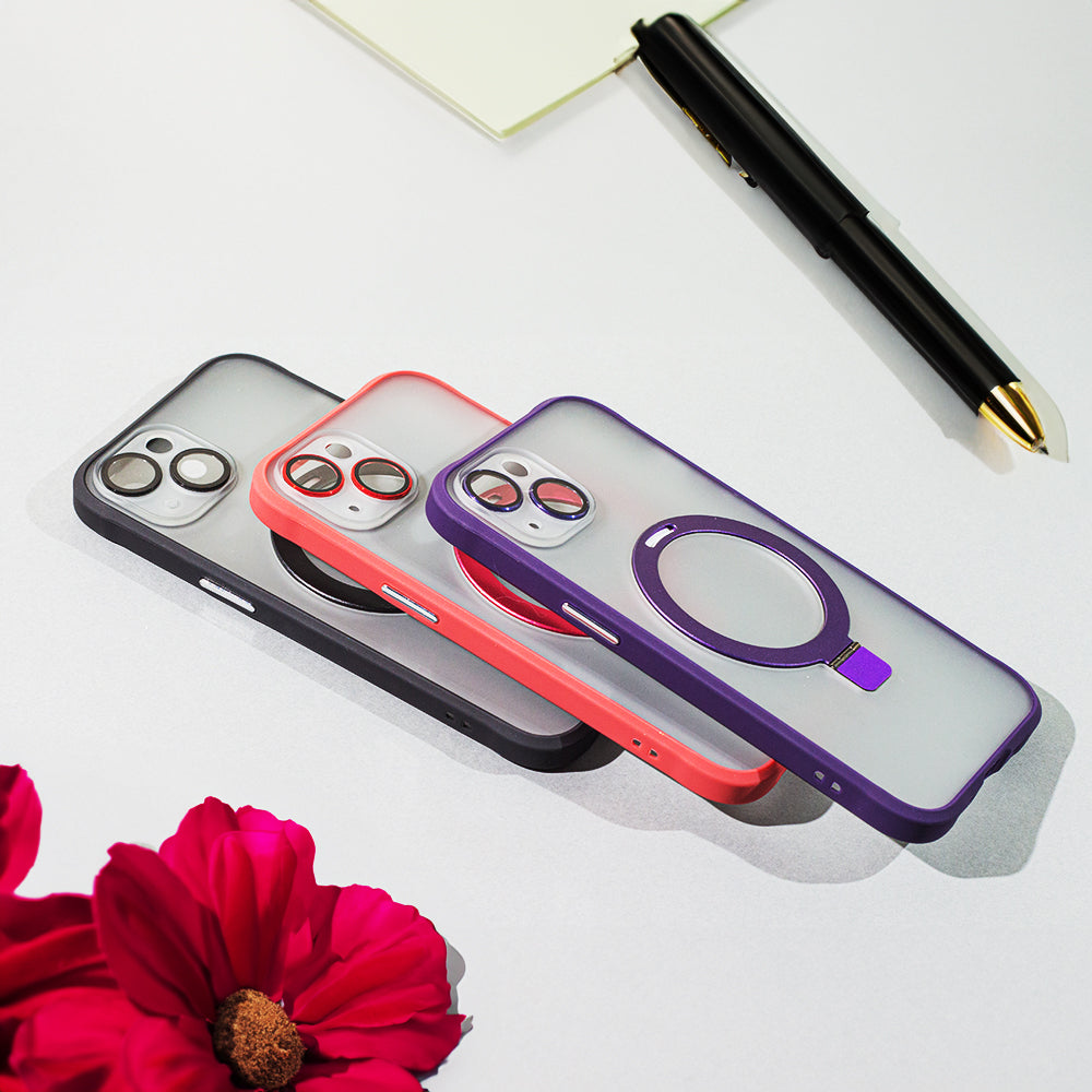 iPhone 15 TPU Cover Mag Ring Wireless charging standard – Rød
