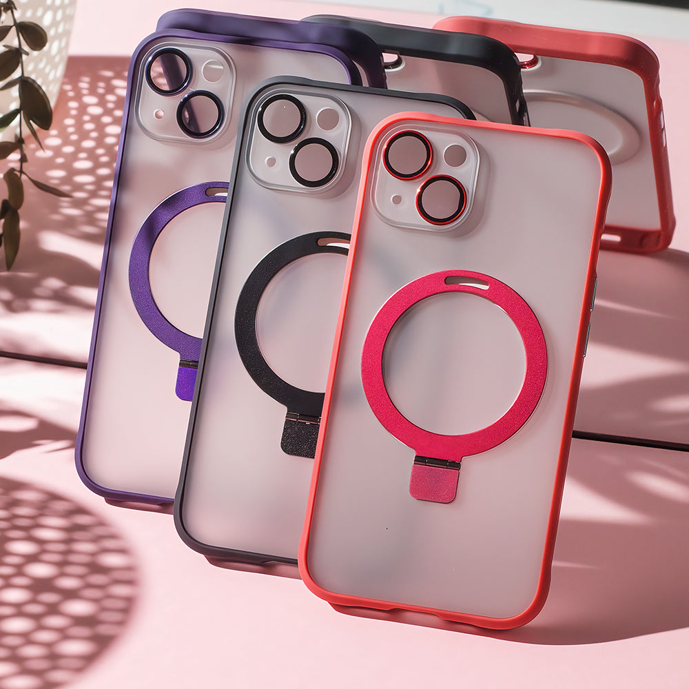 iPhone 15 TPU Cover Mag Ring Wireless charging standard – Rød