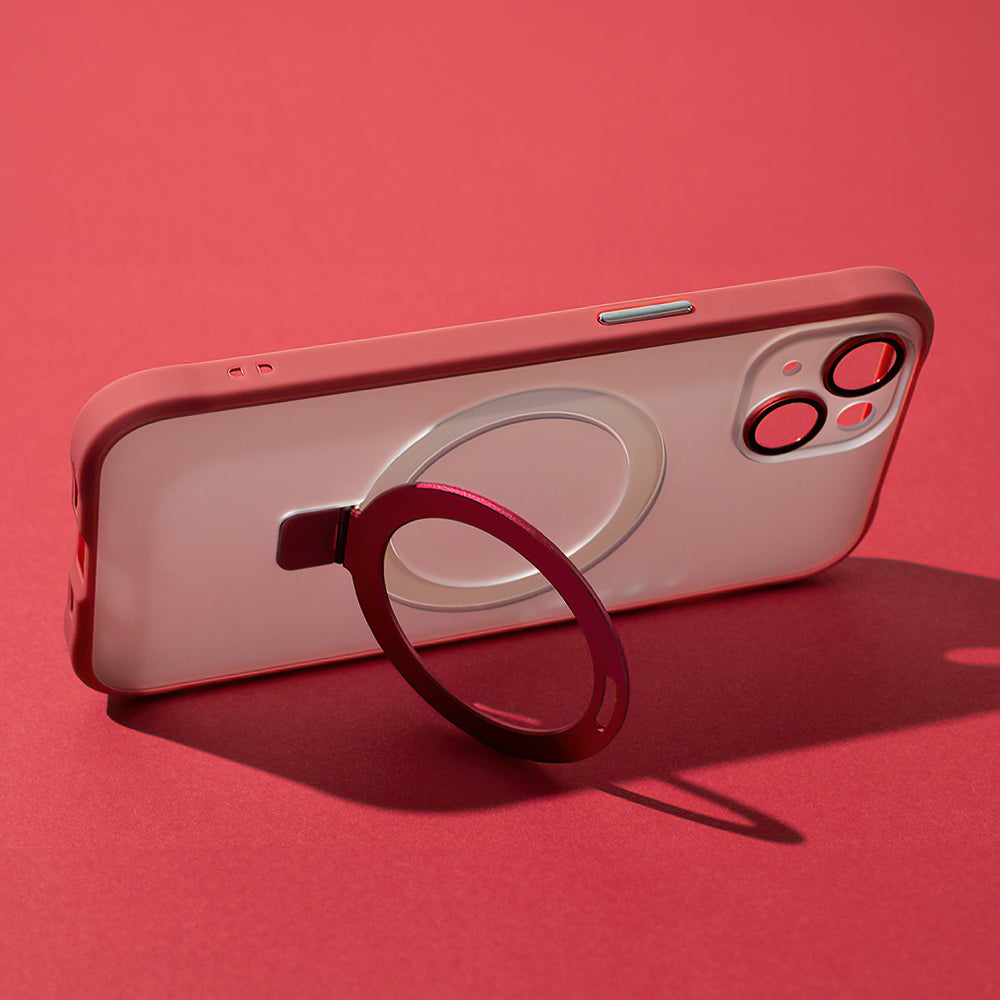 iPhone 15 TPU Cover Mag Ring Wireless charging standard – Rød