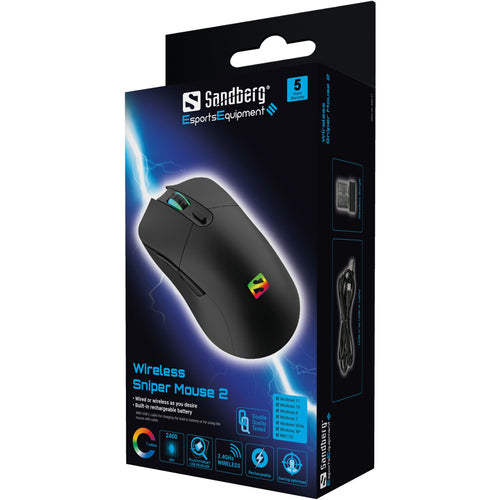 Sandberg Sniper Wireless Gaming Mouse 2, Black