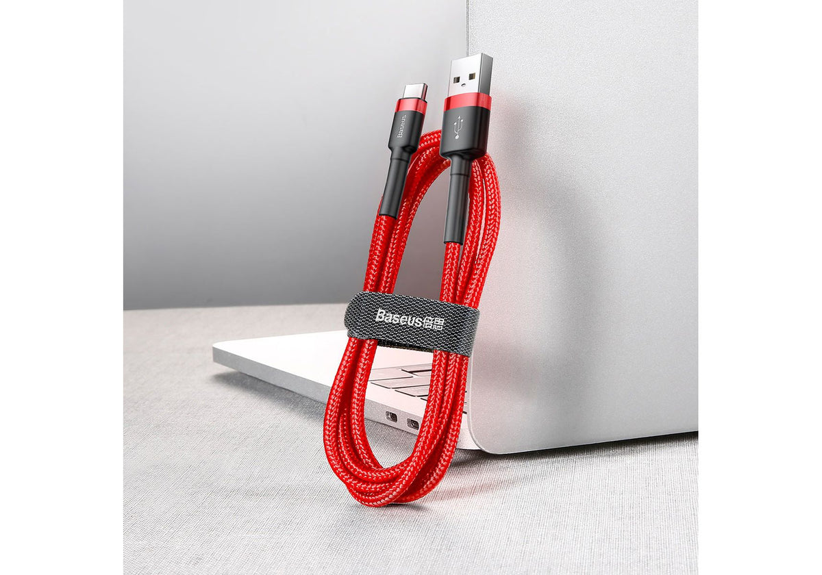 BASEUS USB Cable - USB Type-C 0.5M 3A Cafule CATKLF-A09 black-red - billede 4
