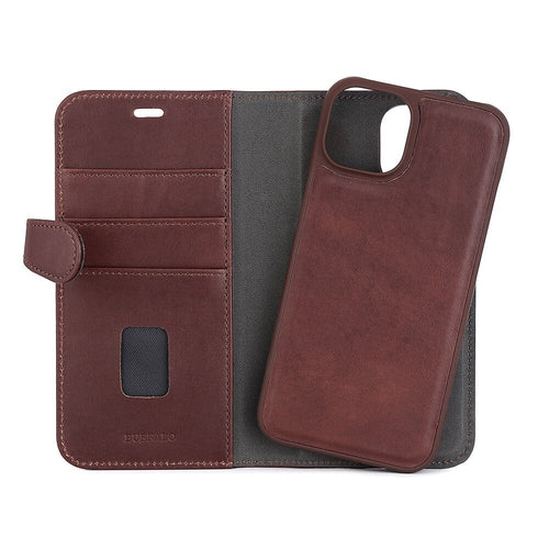 iPhone 14 Wallet Flip Cover 2in1 3 card – Brun – Buffalo