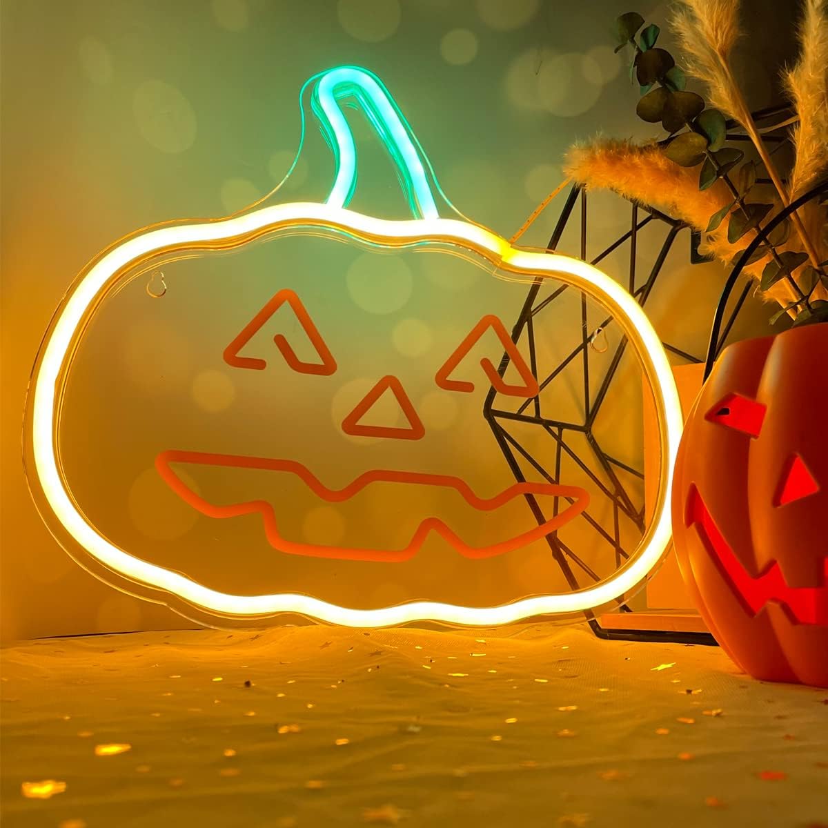 Neon Plexi LED HAPPY Pumpkin Orange