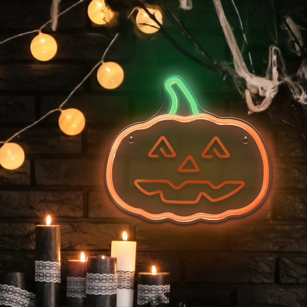Neon Plexi LED HAPPY Pumpkin Orange