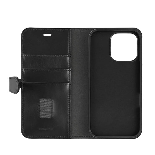iPhone 16 Pro Max Læder Wallet Flip Cover 2 i 1 – Sort – Buffalo