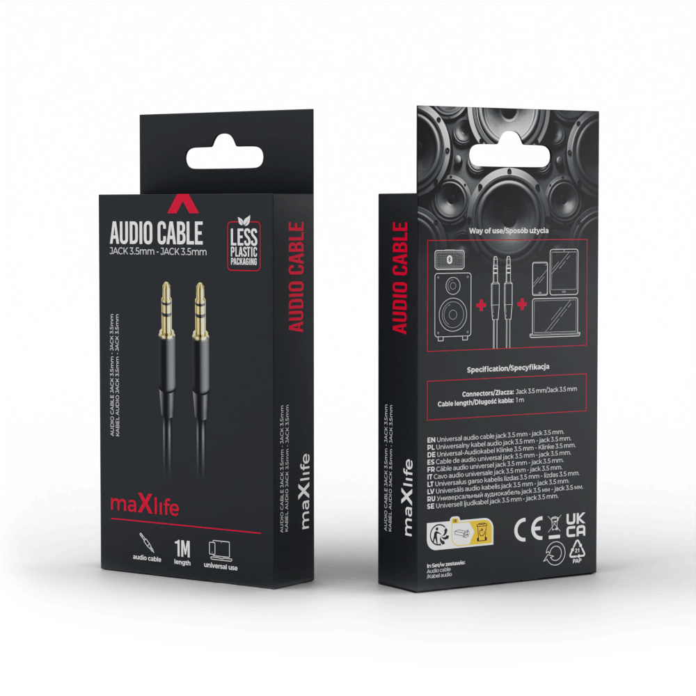 MaXlife Kabel AUDIO Jack/Jack 1m - EOL brug ES80117