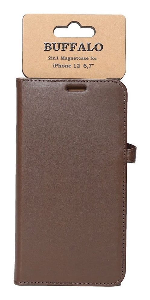 iPhone 12 Pro Max Læder Wallet Flip Cover – Brun – Buffalo