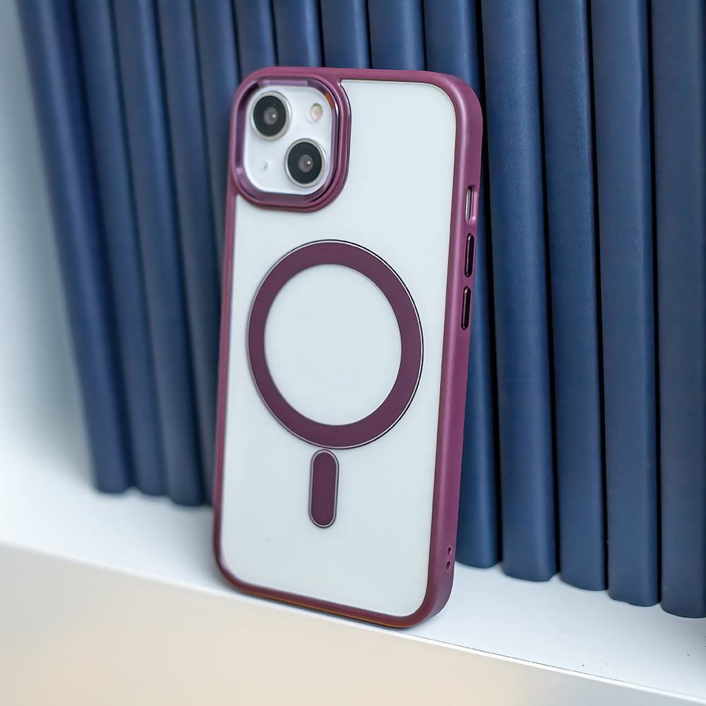 iPhone 14 Cover Satin Clear Mag – Transparent/Lilla