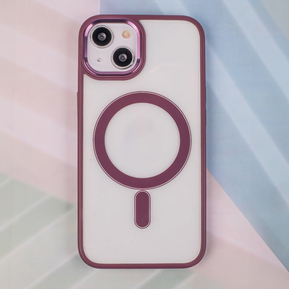 iPhone 14 Cover Satin Clear Mag – Transparent/Lilla