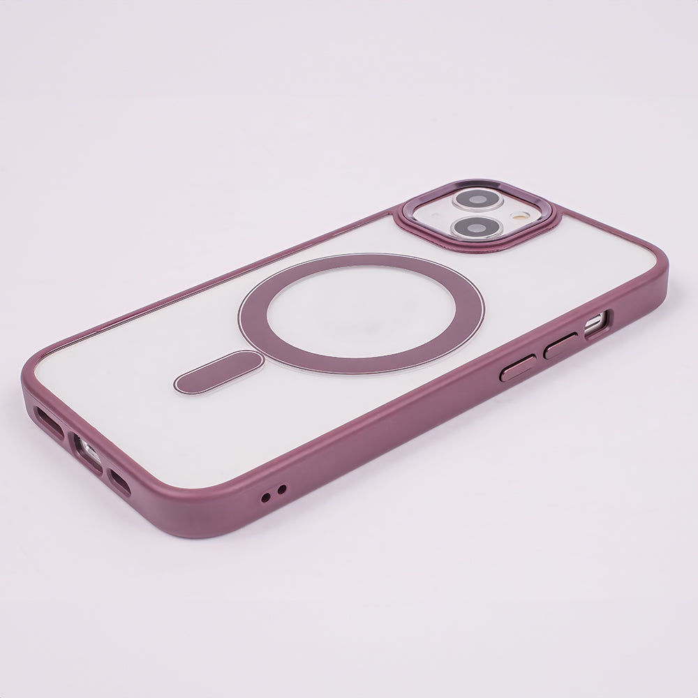 iPhone 14 Cover Satin Clear Mag – Transparent/Lilla