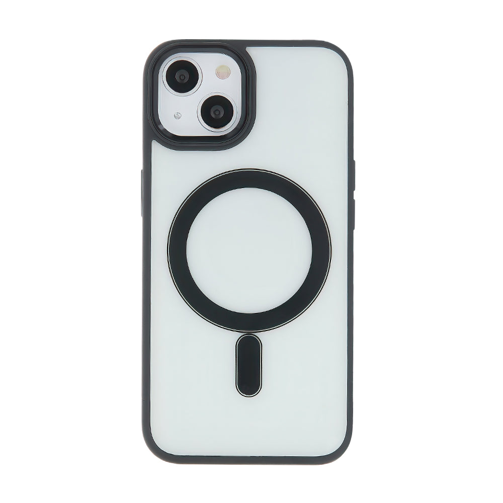 iPhone 15 Cover Satin Clear Mag – Transparent/Sort