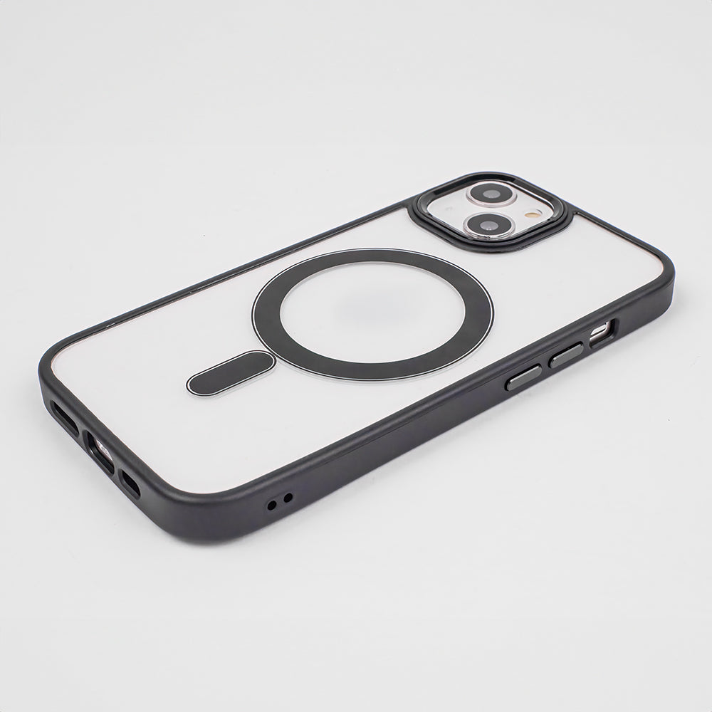 iPhone 15 Cover Satin Clear Mag – Transparent/Sort