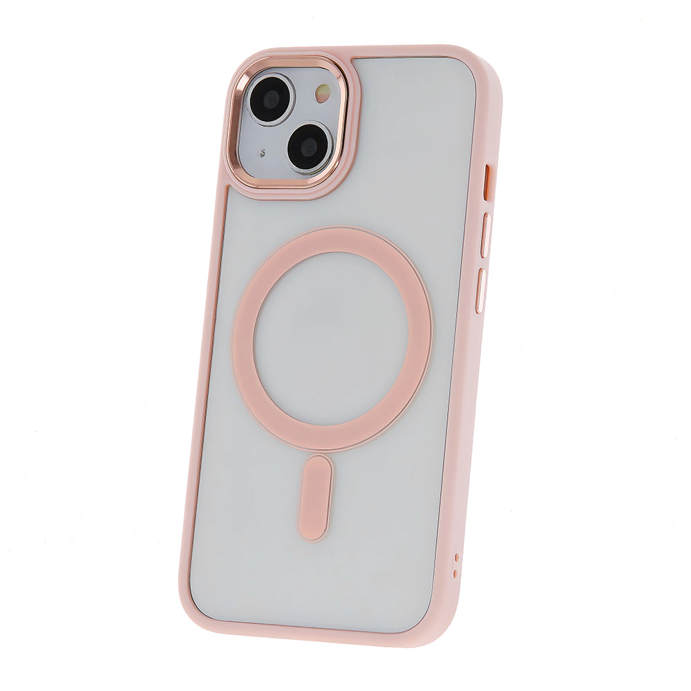iPhone 15 Cover Satin Clear Mag – Transparent/Pink